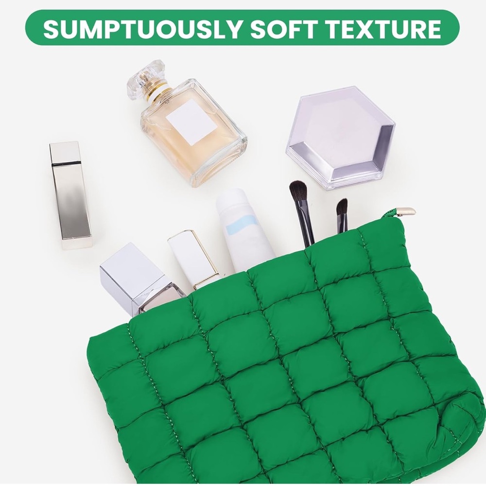 NEW Puffy Emerald Pouch w/ Gold-Tone Hardware - Picture 3 of 7